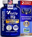 Magnesium Glycinate 200mg - USA Made Magnesium Supplement för sömn, hjärta, ben, Metabolism Support - Hög Absorption Magnesium Bisglycinate Capsules - 120 Vegan Chelated Capsules