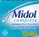 Midol Complete Gelcaps, 24-Count Boxes (Pack of 4), Förpackning kan variera