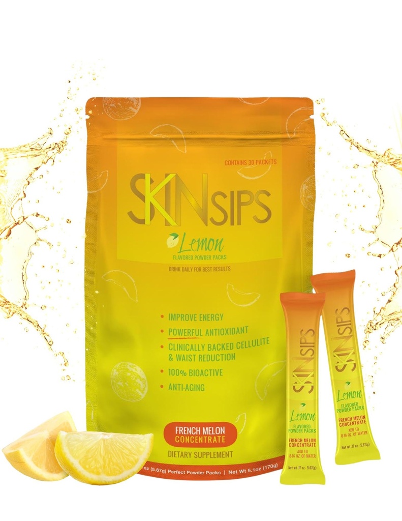 Skin Health & Energy Boost Drink Mix- Sugar Free, SOD B (TM), Antioxidanter från French Melon Concentrate, On The Go Stick Packs, Lemon, 30 Pack