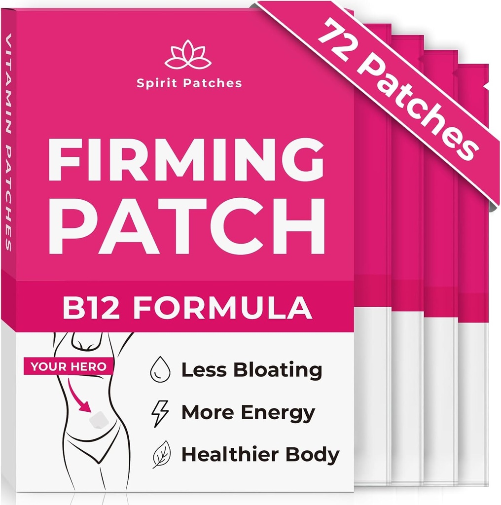 Firming B12 Patches (Pack of 72) - 100% naturlig vitamin Patch för kvinnor, energi och kroppsstöd, självhäftande Transparent Stickers - Förbättrad formel