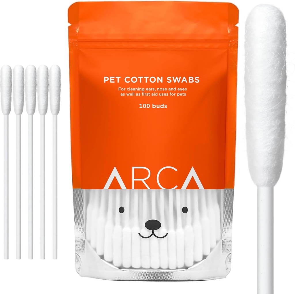 Cotton Swabs för hundar och katter - Cat & Dog Ear Cleaner Long Cotton Swab - Extra Lång Stick, Cat & Dog Ear Cleaning Kit för valpar och husdjur, Multipurpose Pet Cotton Swabs för öron (100 Buds)