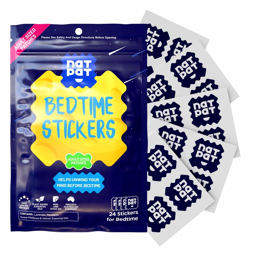 NATPAT Sleepy Patch Sleep Aid Patches - Relaxing Bedtime Stickers för vuxna - Plant-Based Sleep Support - Drug & Melatonin Free Bedtime Stickers - 24 Count