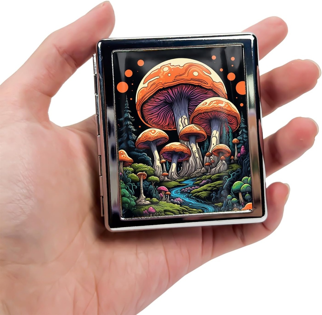 8-Compartment Pill Box Organizer Portable and Stylish Medicine Case, Versatile Storage for Medication - Ideal Travel Accessory & Unique Gift Idea (Förtrollad Mushroom Forest)