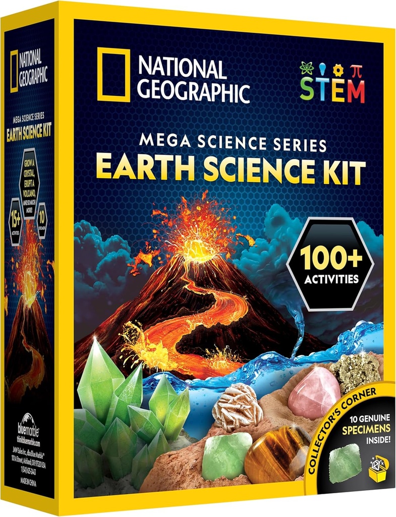 National Geographic STEM Science Kit - 15+ Experiment, Crystal Growing, Volcano Kit, Dig Kits & Gemstones för barn - Exklusiv