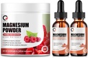 Magnesium Glycinate Drops & 680mg Magnesium Glycinate Komplexpulver för män och kvinnor, Stöd energi, Natt, Muskel & Gemensam Funktion, Icke-GMO, Vegan