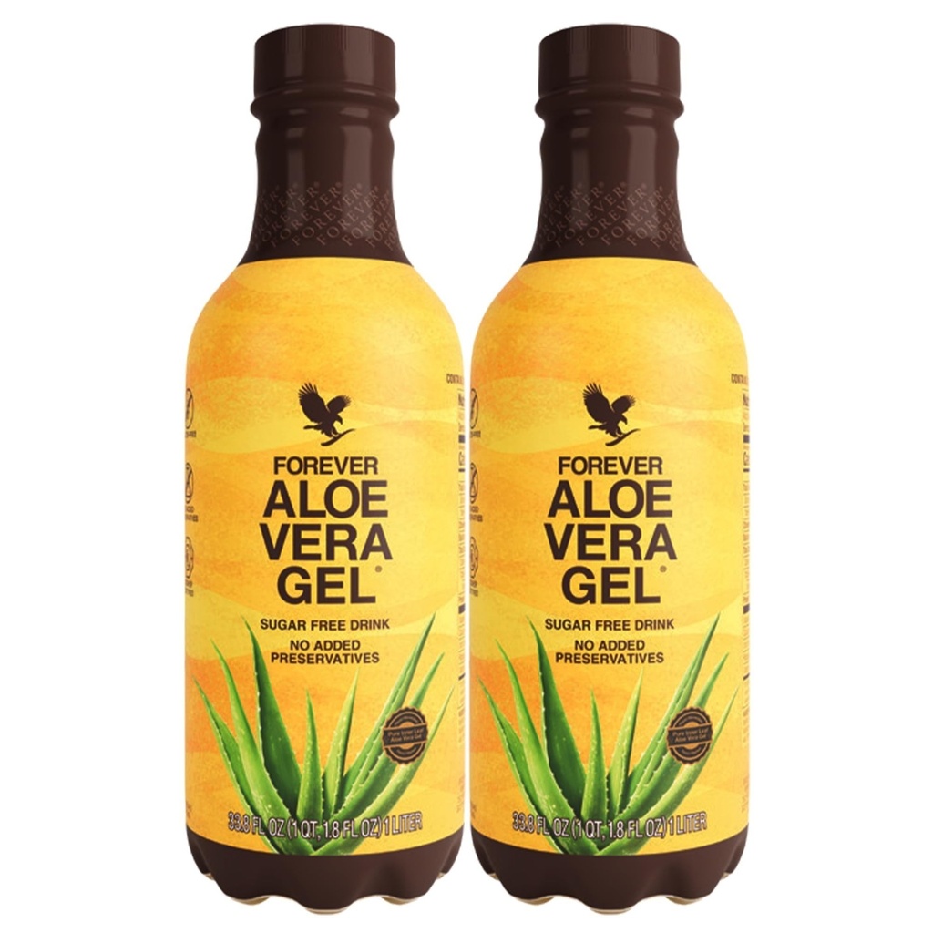 Forever Living - Forever Aloe Vera Gel - 99,7% Pure Inner Leaf Aloe Vera Juice - Konserveringsfri - 33,8 fl oz (Pack av 2)