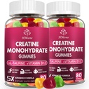 Kreatinmonohydrat Gummies - 5g för män och kvinnor, 160 greve och kreatin tuggtillskott för muskelvinst, muskelstyrka, energiökning och muskelbyggare, sockerfri, Vegan