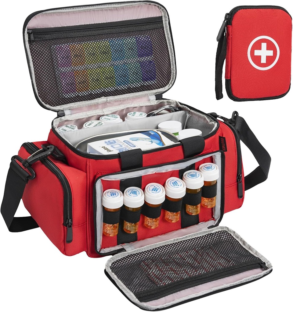 Medicin Storage Bag, Pill Bottle Organizer med Portable Small Pouch, Medication Bottle Organizer Empty med Shoulder Strap för hemlagring och resor