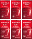 Globulo Rojo Iron Supplement - Kosttillskottspiller med hög styrka järn och B-vitaminer, 60 tabletter - 6 Pack