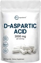 Micro Ingredients D-Aspartic Acid 3.000mg Per Servering, 300 kapslar | Pure DAA for Energy, Testosterone & Performance Support | Non-GMO, Gluten-Free, Soy-Free