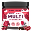 Llama Naturals Multivitamin för kvinnor och män, Vegan, organiska gummier med vitamin D, C och K, Vuxna Real Fruit Gummy Vitaminer, Chewable Multivitamin Supplement, No Added Sugar Cane, Cherry, 120 Ct