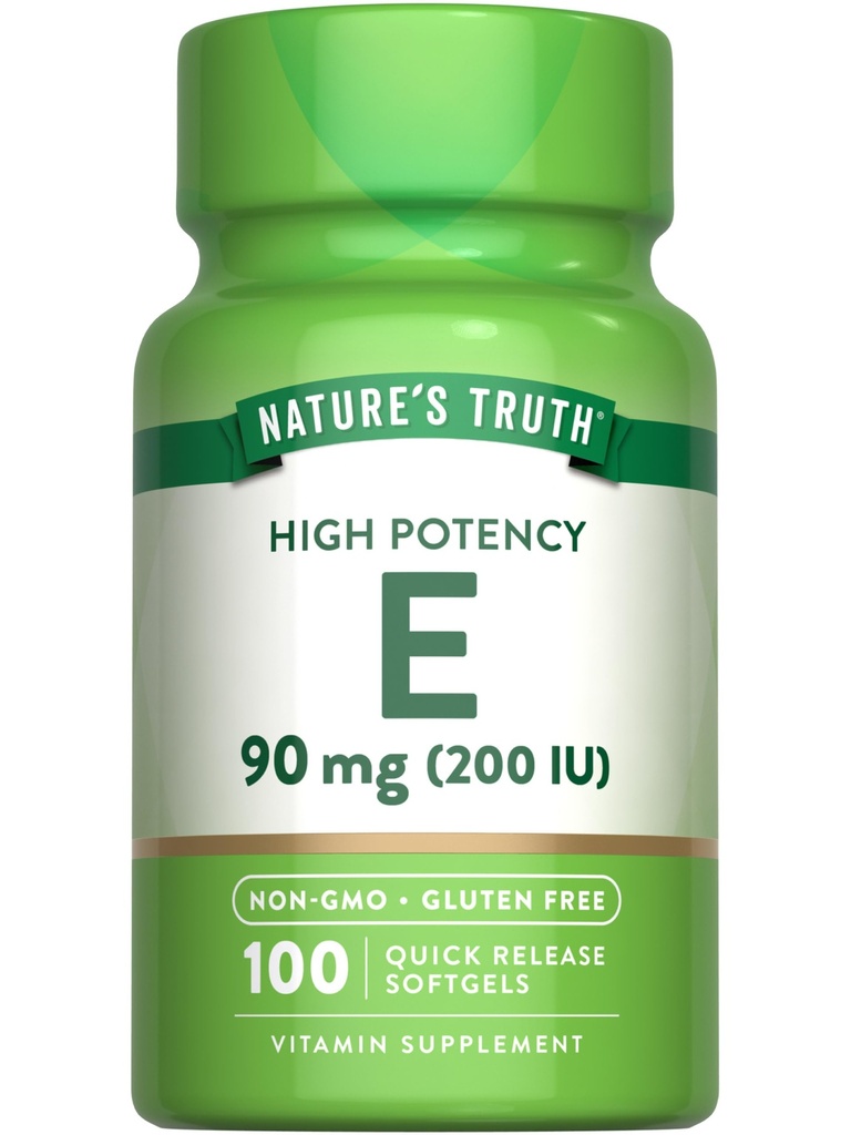 Naturens Sanning Vitamin E Softgels | 200 IE | 100 Softgels | Non-GMO & Gluten Free Supplement