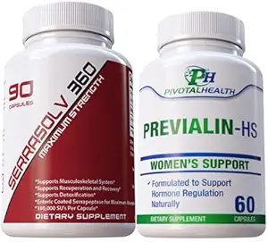 Serrraolv 360: Extra Strength Fibriod Package - Upplösa fibroids snabbt (Serrasolv 360 90 Cap & Previalin 60 Cap) hjälper också med uppblåsthet, obehag och balansera hormoner