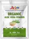 Jai Ho Certified USDA Organic Aloe Vera Powder - 1 LB - Gluten-Free, Vegan, Non-GMO - Återförsäljbar Zip Lock Pouch