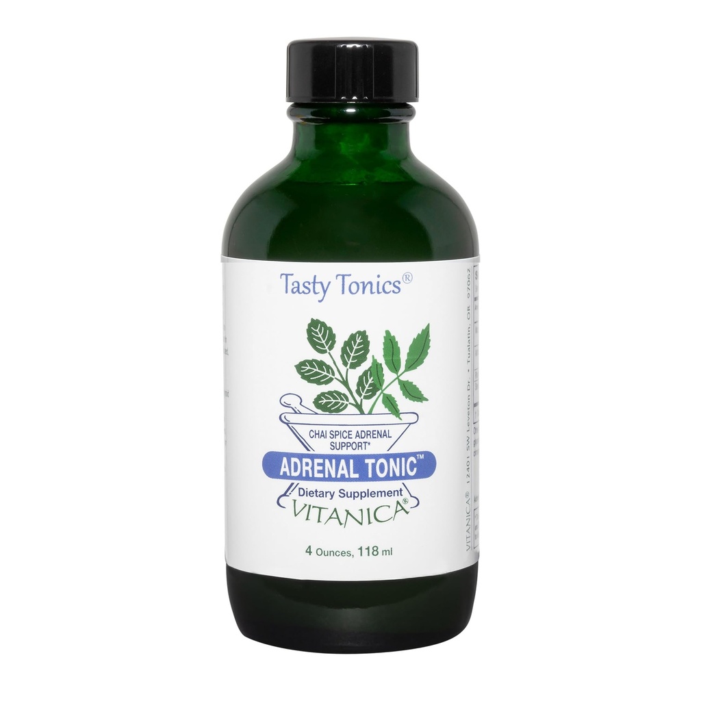 Vitanica Adrenal Tonic, Adrenal Supplement & Support, Alcohol Free, Vegan / Vegetarian, Chai Spice Flavor, 4 Ounce