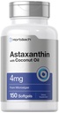 Horbäach Astaxanthin 4mg | 150 Softgels | Tillägg från Microalgae | med Coconut Oil | Non-GMO, Gluten, Soy Free