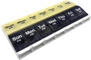 EZY DOSE Push Button (7-Day) Pill Case, Medicine Planner, Vitamin Organizer, 2 gånger om dagen, AM / PM Container, X-Large Compartments, Arthritis Friendly, Easy to Use, Clear Lids, Blue / Yellow, BPA Free