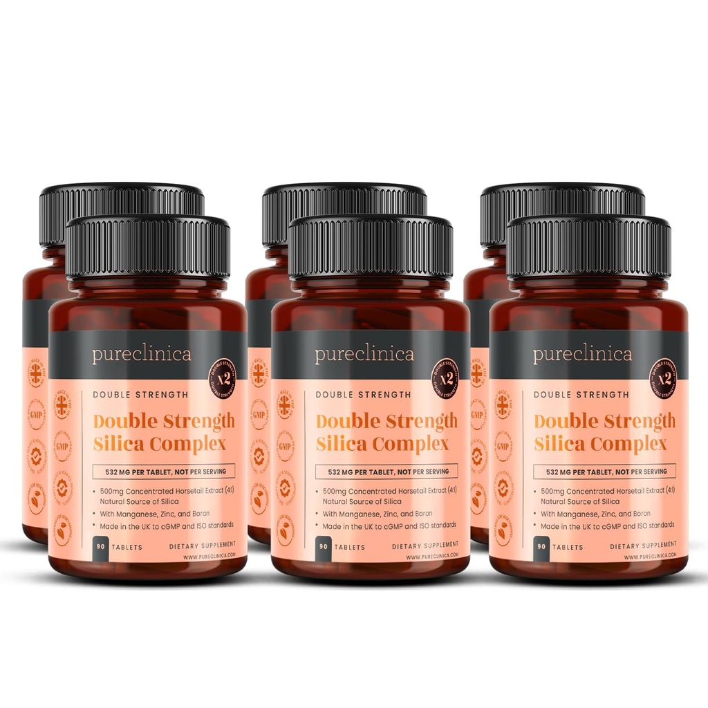Dubbel styrka Silica Complex - 18 månaders leverans! (2000mg Horsetail Extract x 540 tabletter (6 flaskor 90))