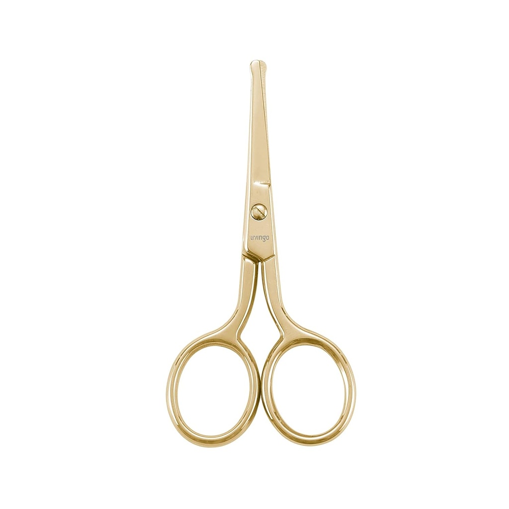 LIVINGO Professional Nose Hair Scissors, Multi-purpose Stainless Steel Rounded Tip Straight Blade, Facial Hair Beard Eyebrows Ear Trimming Beauty Grooming Tool för män och kvinnor, 3.5" Gold