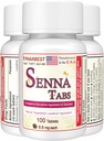 Senna tabletter 100 Ct. | Natural Vegetable Laxative [Made in USA] | Laxatives for Constipation, Colon Cleanser, Detox Cleanse, Constipation Relief for Adults Kids 8.6mg, Stool Softener Plus (1 flaska)