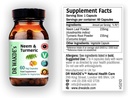 DR WAKDEs Neem & Turmeric Capsules | 60 Veg Caps | Ayurvedic Supplement | Vegan | 100% Herbal | Quantity Discounts | Samma dag Dispatch