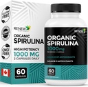 Renew Actives Organic Spirulina 1000MG per 2 kapslar - Superfood för män och kvinnor - Stöder energi, välbefinnande och immunfunktion - Rik i antioxidanter och näringsämnen - Tillverkad i Kanada - 60 kapslar