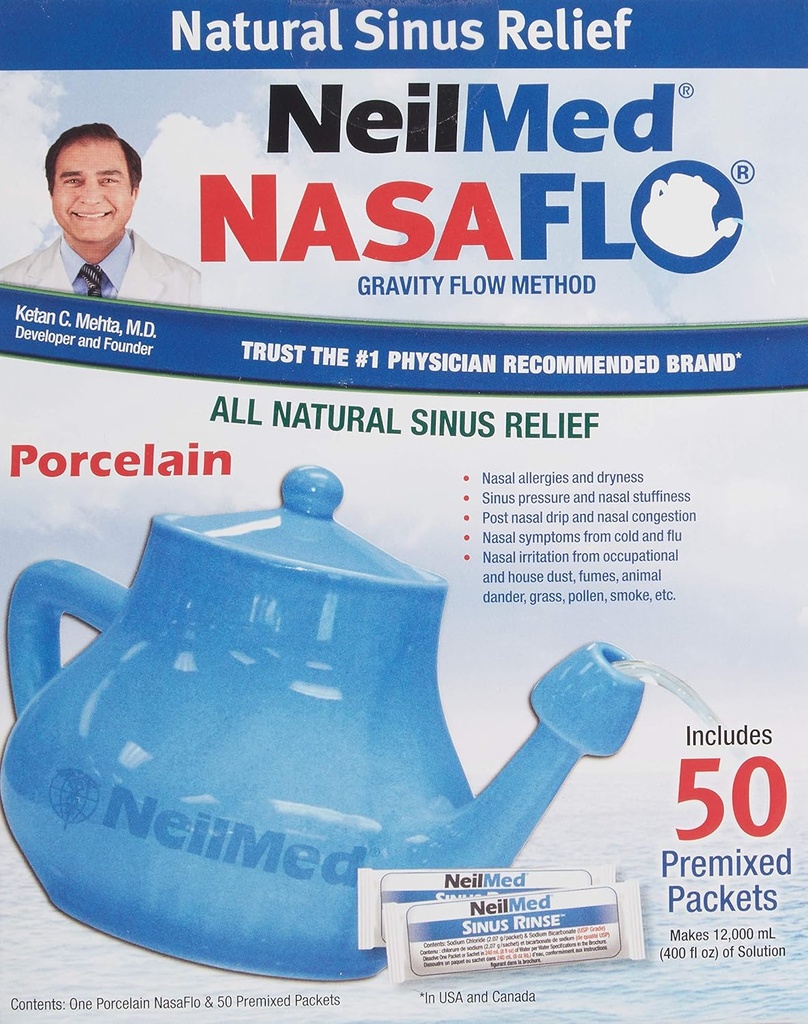 NeilMed Nasaflo Porcelain Neti Pot, 50 greve (förpackning kan variera)