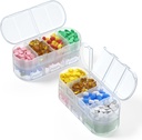 Weekly Pill Organizer Travel,4/3/2 Times a Day, Double-Sided Opening Design, Portable Pill Box för lagring av vitaminer/Fish Oils/Medication/Supplements (2PC White)