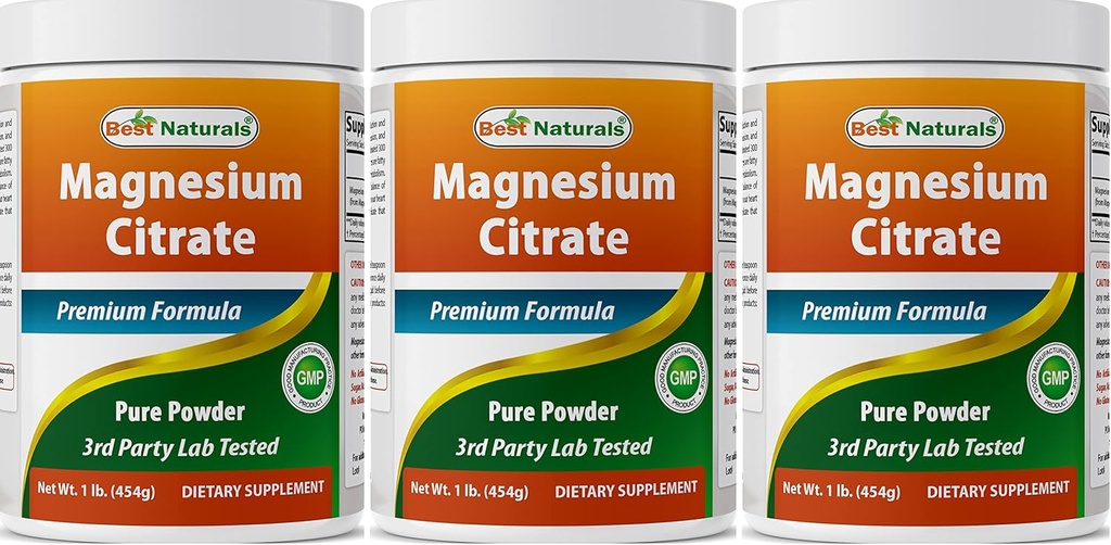 Bästa Naturals Magnesium Citrate Powder 1 pund (1 LB (Pack of 3)
