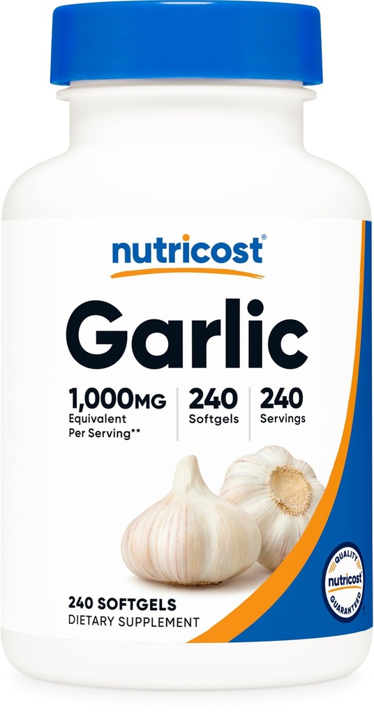 Nutricost Garlic 1000mg, 240 Softgels - Odorless, Premium Gluten fri tillägg