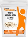 BulkSupplements.com White Kidney Bean Extract Powder - White Kidney Bean Powder - Herbal Supplement - Gluten Free, 1,5g per servering, 500g (1.1 lbs) (Pack of 1)