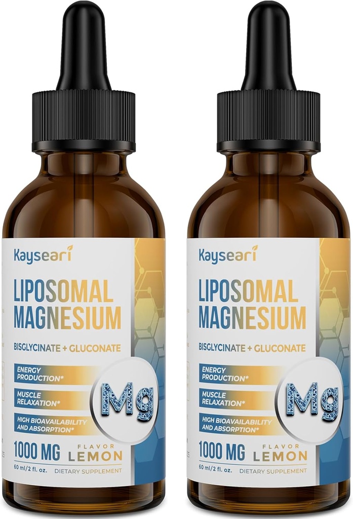 High Strength Liposomal Magnesium Drops, enkelt Absorbed Chelated Forms of Magnesium Bisglycinate och Magnesium Gluconate, 60ML Lemon smaksatt Liquid Drops