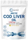 Cod Liver Oil 2,000mg Per Servering, 360 Softgels | Burpless Lemon Flavored - Rich i Omega 3, Vitamins A & D3, EPA, DHA | Wild Caught Arctic Deep Sea Fish | Hjärta, Hjärna och Immun Supplement