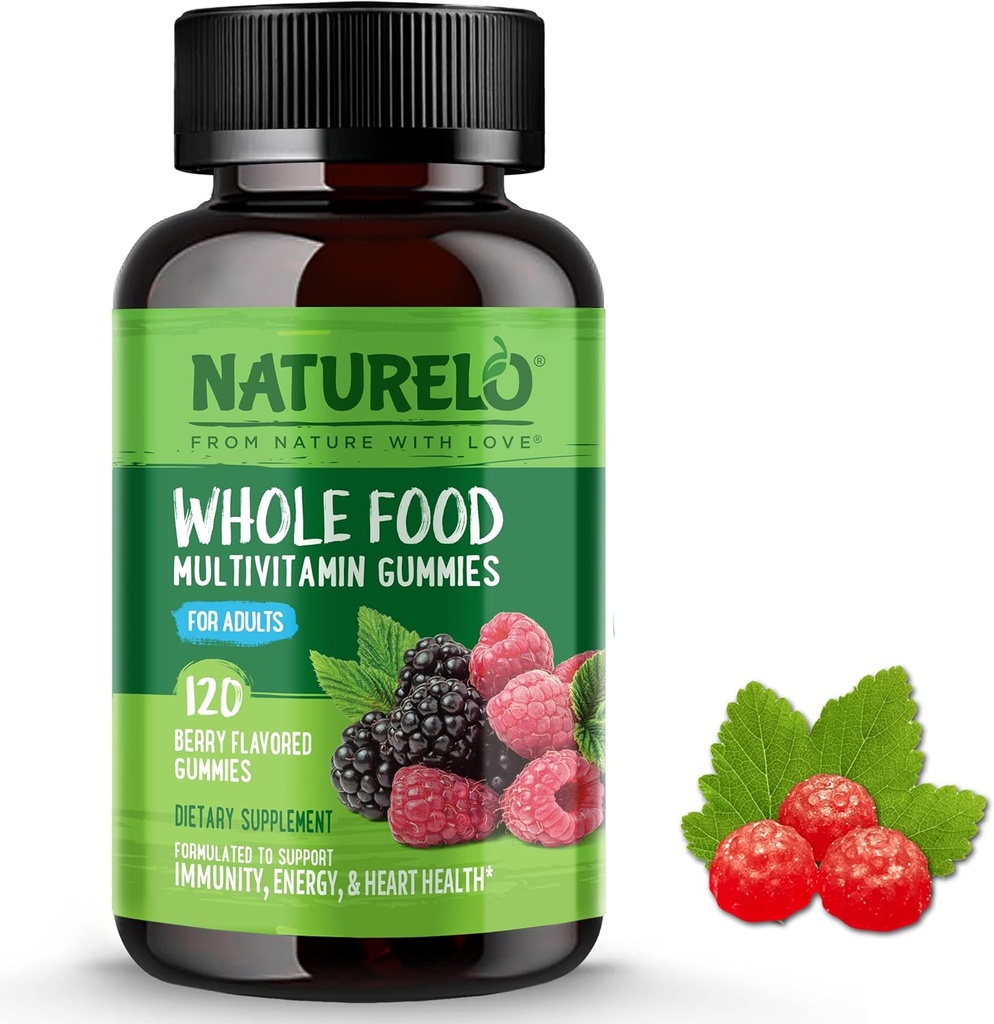 NATURELO Whole Food Vitamin Gummies för vuxna - Chewable Gummy Multivitamin för män och kvinnor - 120 Vegan Gummies