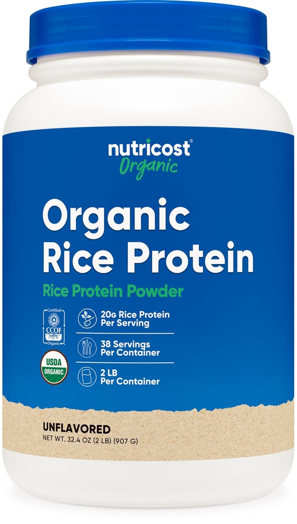 Nutricost Organic Rice Protein Powder (2 LB) - Gluten-Free, Non-GMO (från Brown Rice)