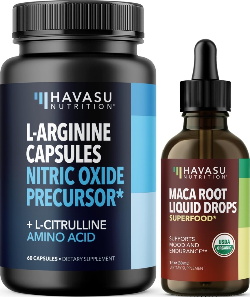 HAVASU NUTRITION Organic Maca Root Liquid Drops (60 portioner) och L Arginine L Citrulline Supplement (30 portioner)