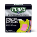 CURAD Performance Series IRONMAN Antibacterial Bandages, Extreme Hold Adhesive Technology, Knee & Elbow 3 tum x 3 tum, 10 greve, idealisk för skär, skrapor, sport och aktiva livsstilar