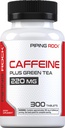 Piping Rock Caffeine Pills 220mg | 300 tabletter | Tillägg med Green Tea Extract | Vegetarian, icke-GMO, Gluten Free