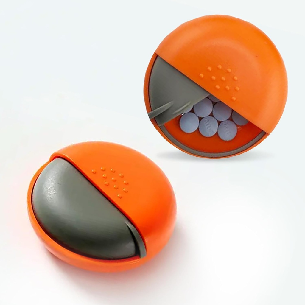 Round Travel Pill Organizer - Portable Small Pill Box for Purse - Compact, Leak-Proof Medicine Container for Pills, Vitamins, Fish Oil, Supplements - BPA-Free, Durable Design, 2.75 "(Orange)
