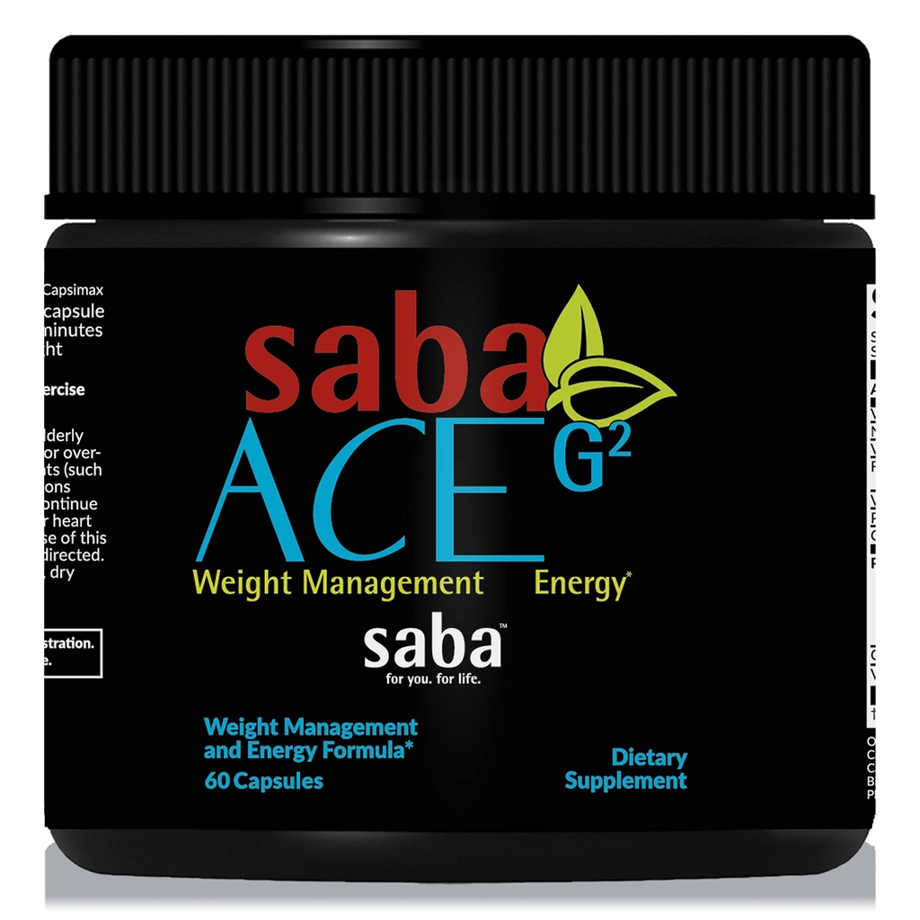 Saba ACE G2-Thermogenic Energy Burn, Pre Workout, Metabolism, Focus, Concentration, med Capsimax, CarnoSyn, BioPerine, Green Tea Leaf Extract, för Män & Kvinnor -60 kapslar