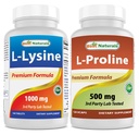 Bästa naturliga L-Lysin 1000mg & L-proline 500 mg