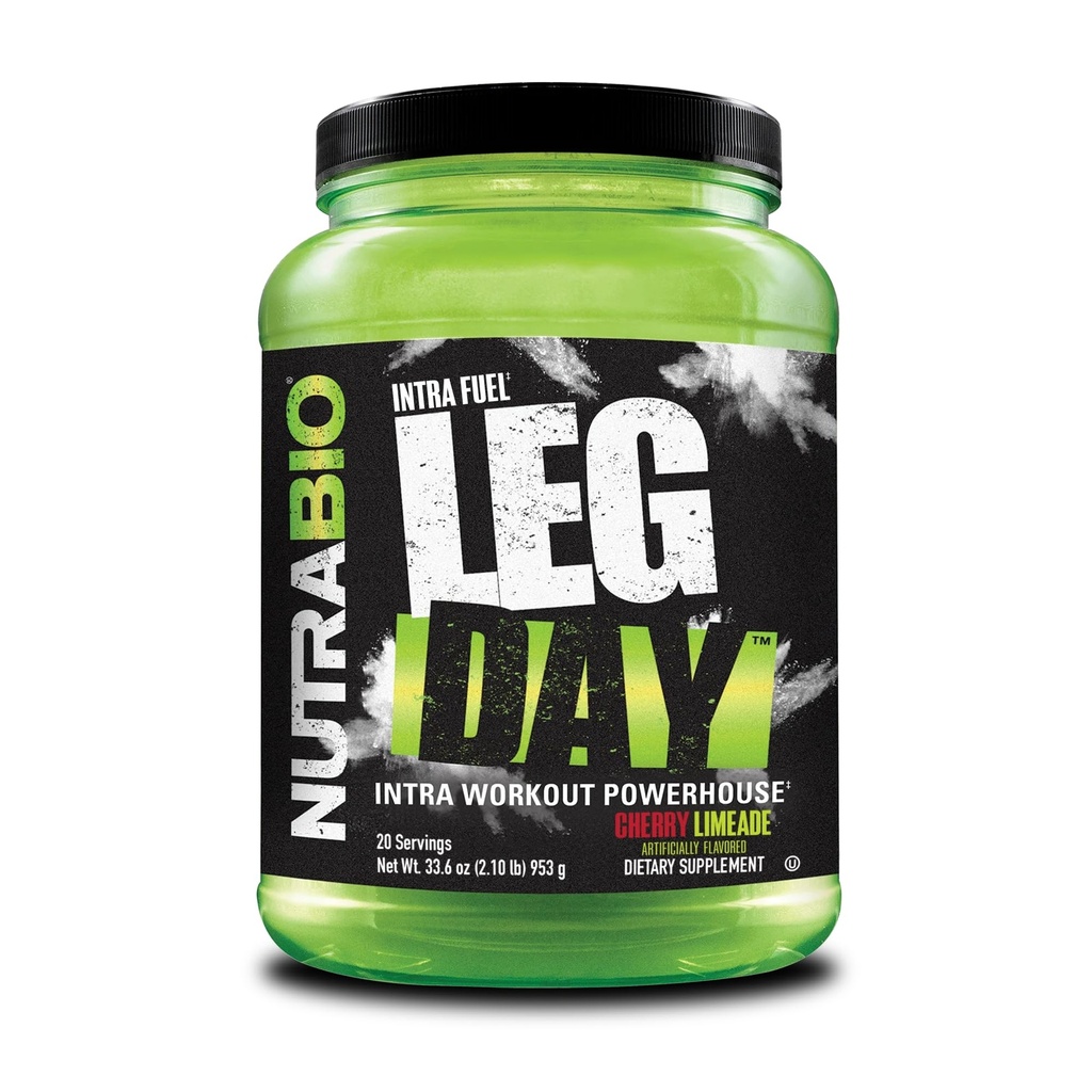 NutraBio Leg Day Intra Workout Powder - Avancerad Carb Supplement med Cluster Dextrin & Electrolytes - Carb Powder med EAAs / BCAAs - Cyclic Dextrin för prestanda - Cherry Lime, 20 portioner