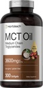 Horbäach MCT Oil Pills | 3600mg | 300 Softgel Capsules | Keto Supplement från Coconut | med Caprylic & Capric Acid | Non-GMO och Gluten Free
