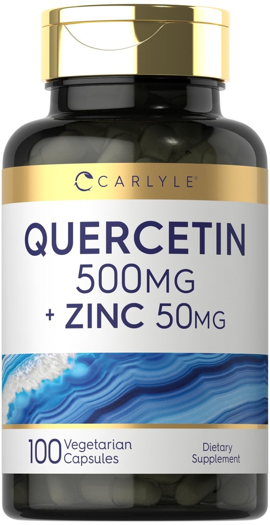 Carlyle Quercetin 500mg kapslar | med 50mg Zink | 100 greve | Non-GMO och Gluten fri tillägg