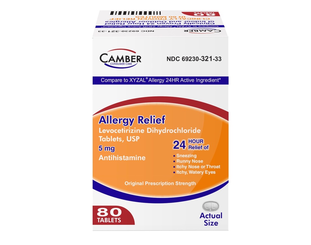 Camber Consumer Care Levocetirizine Dihydrochloride 5mg Antihistamin tabletter, Jämför med Xyzal Active Ingredient, Allergy Relief Medicine (80 greve)