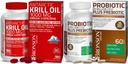 Bronson Probiotic 50 miljarder CFU + Prebiotic med Apple Polyphenols & Pineapple Fruit Extrac Antarctic Krill Oil 1000 mg med Omega-3s EPA DHA