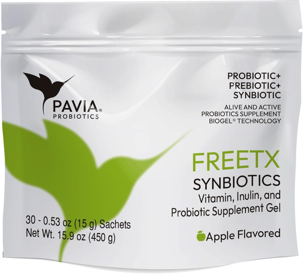 XAVIAX | Probiotisk Gel | Gut Health Supplements | 1 miljon CFU | Apple | för förstoppning, minska urinsyra toxiner och Gut Health Overall | 30 påsar