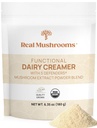 Real Mushrooms Functional Dairy Creamer med Mushroom Extracts - Sweetened med Organic Lucuma & Maple Powder - Functional Organic Cream - 90 Servings, Tea, Smoothie & Coffee Creamer Powder