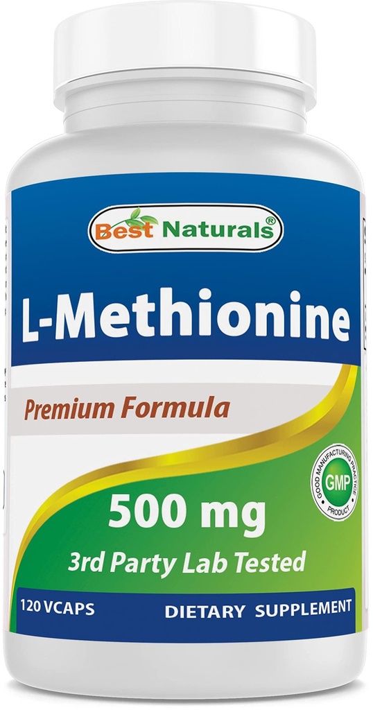 Bästa naturliga L-Methionine 500 mg 120 Veggie kapslar