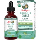 MaryRuth Organics Ginkgo Leaf Liquid Drops | Herbal Supplement | Nootropic | Circulatory System & Nervous System Health | USDA Organic | Non-GMO | Vegan | 60 portioner